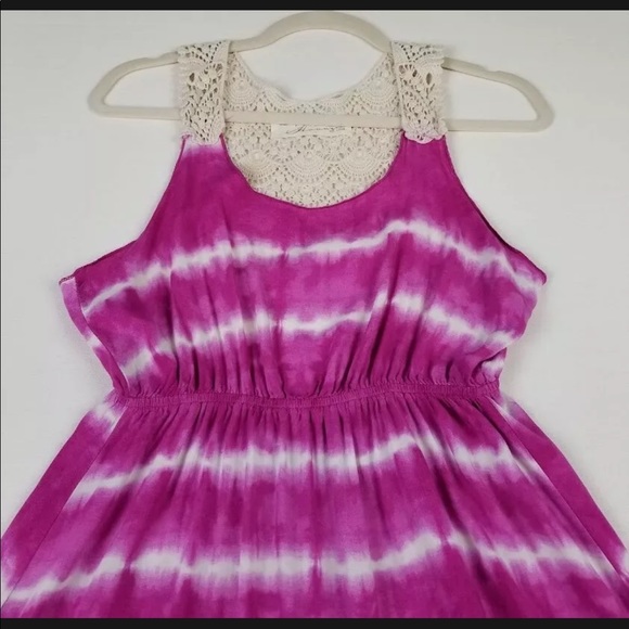 Vintage Havana Hi-low Tank Dress Women’s S Small Tie Dye Scoopneck Crochet 💜💗 - Picture 4 of 6